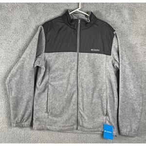 Columbia Men's Large Gray Black Polyester Nylon Mount Grant Tech Full Zip Jacket